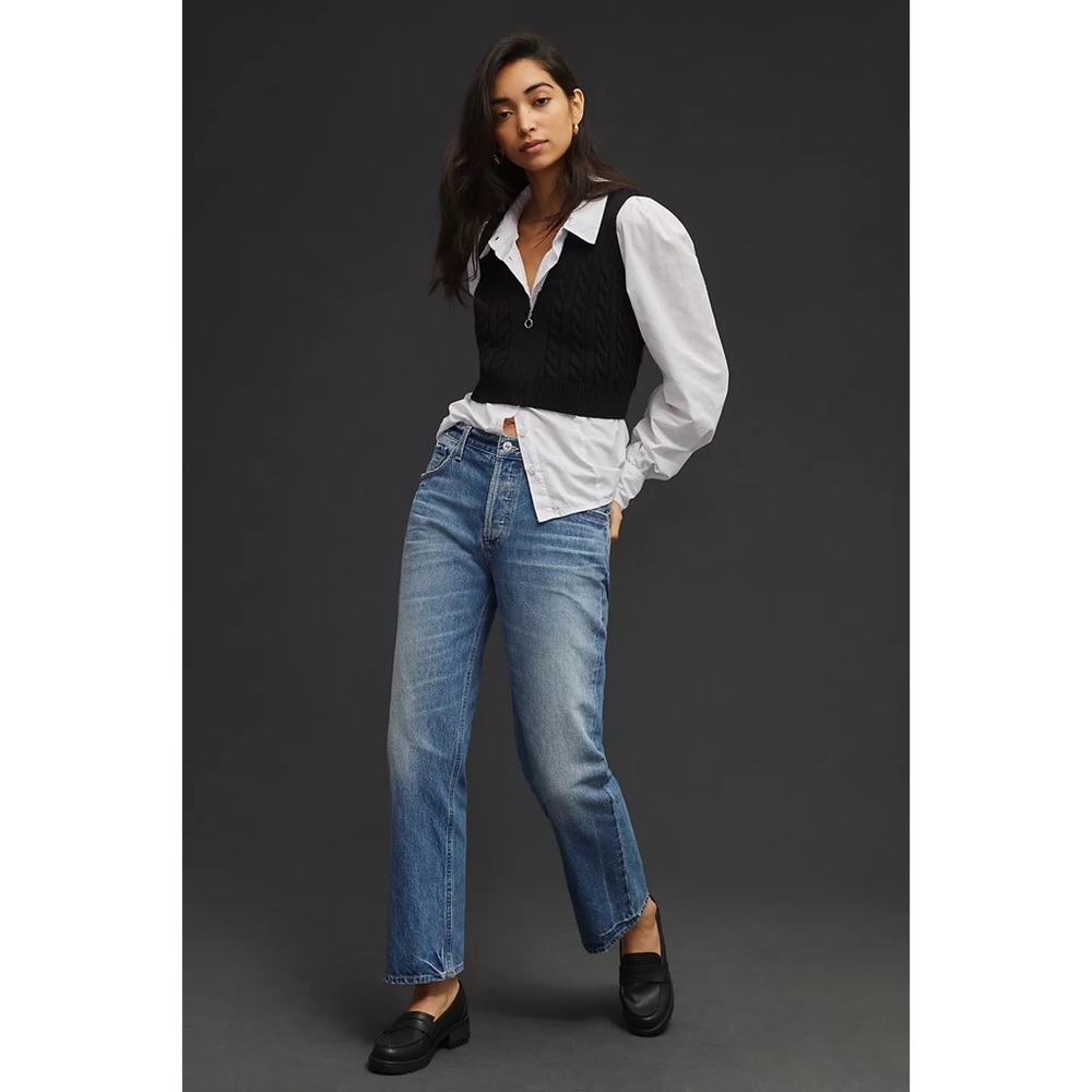 Citizens of Humanity Neve Low Slung Relaxed Jeans in Oasis Sz 34 Button Fly VGUC